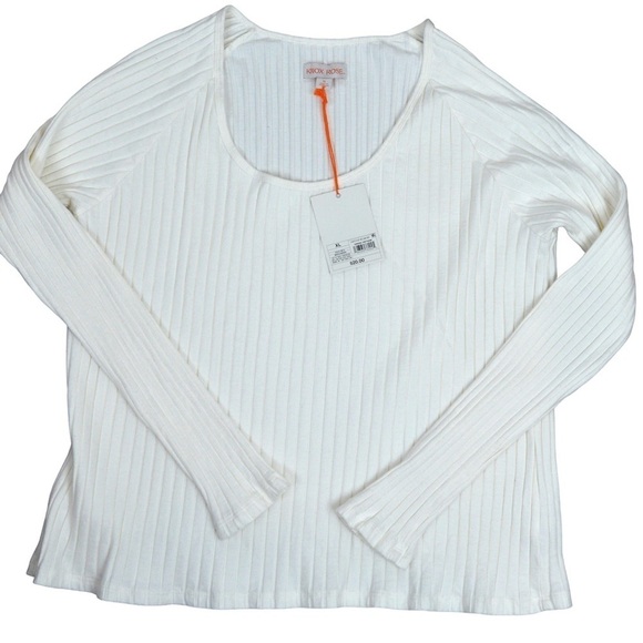 NWT Knox Rose Slim Fit Ribbed Knit Scoop Neck Stretchy Long Sleeve Top, Size XL - Picture 6 of 7